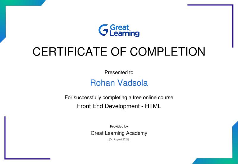 HTML Certificate