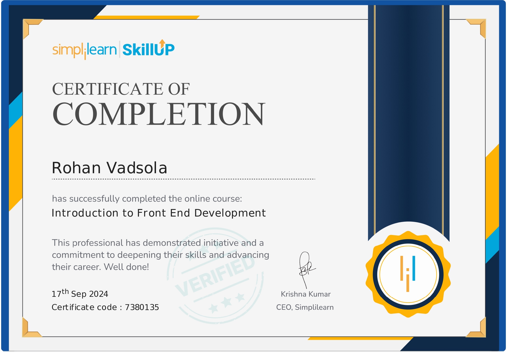 Front-End Development Certificate
