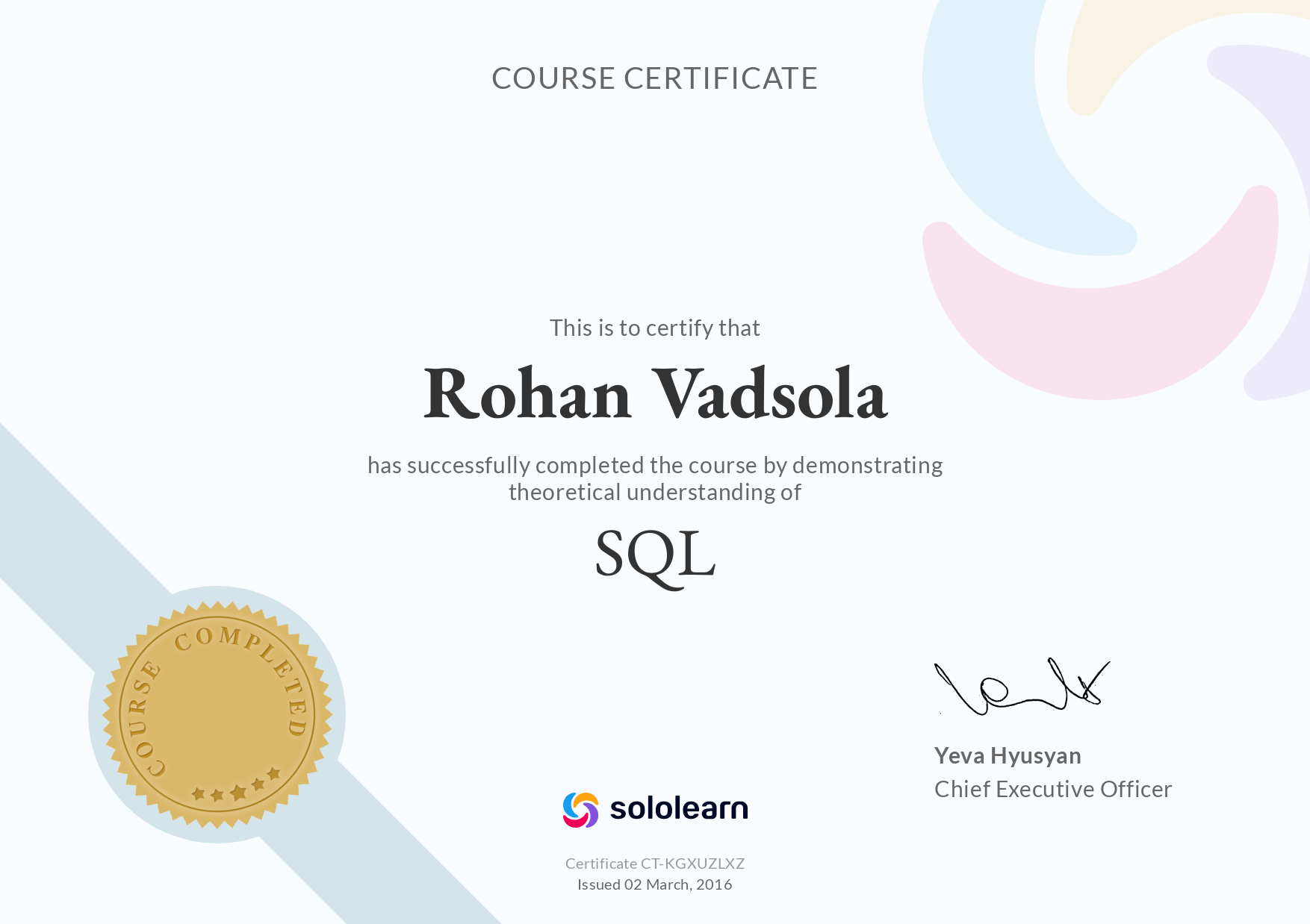 SQL Certificate